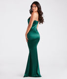 Erin Formal Satin Mermaid Long Dress is a gorgeous pick as your formal dress for wedding guests, fall bridesmaids, or military birthday ball attire!