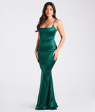 Erin Formal Satin Mermaid Long Dress is a gorgeous pick as your formal dress for wedding guests, fall bridesmaids, or military birthday ball attire!