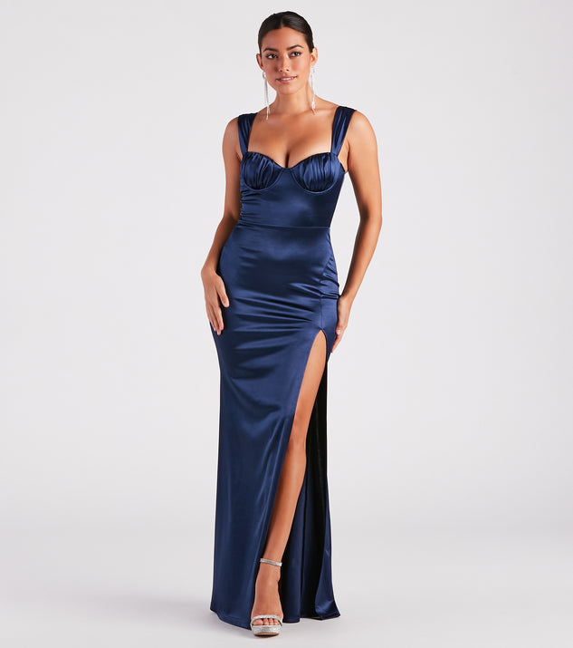 Catrina Formal Satin Sweetheart Dress & Windsor
