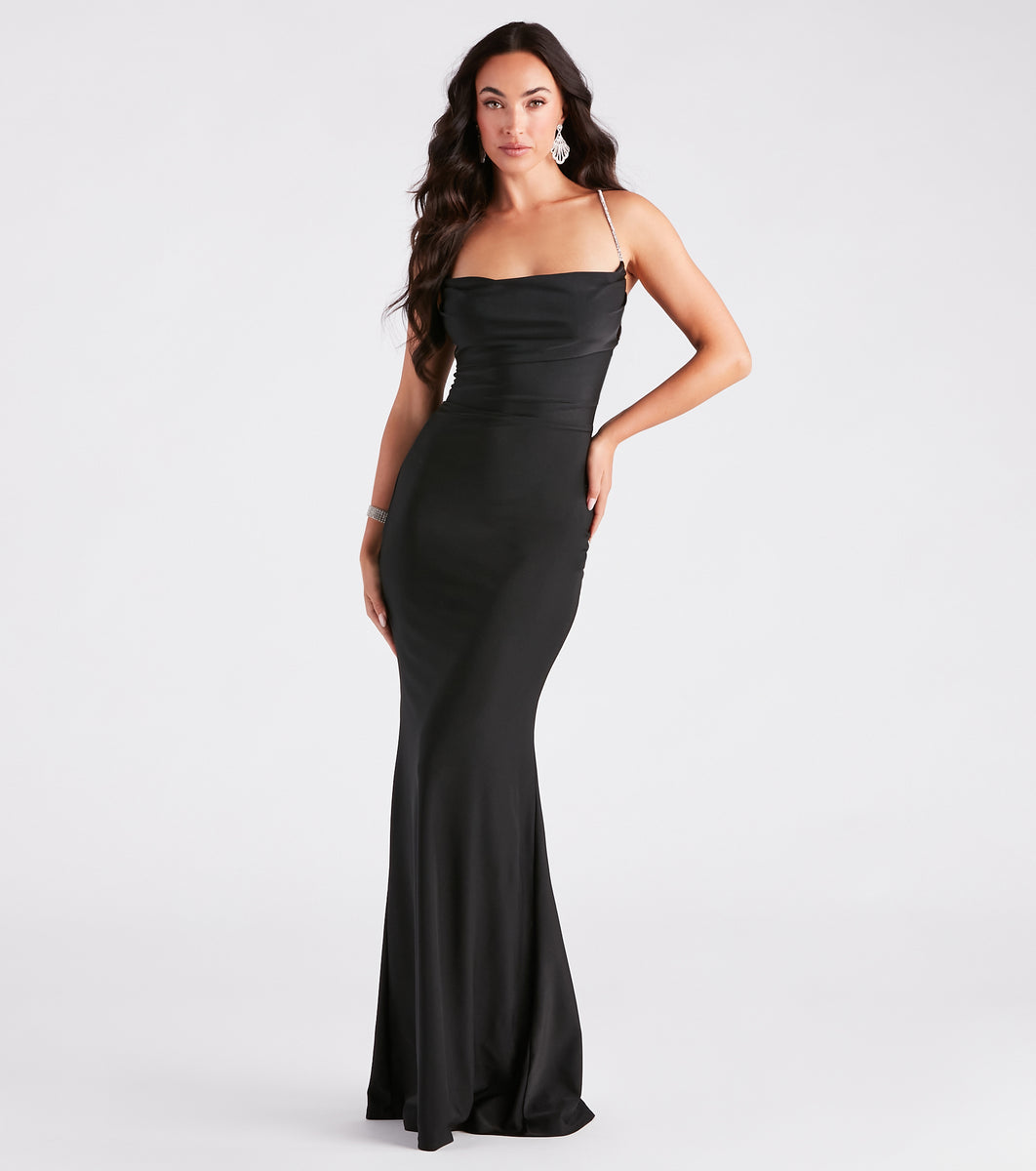 Elegant Tube Mesh Insert Sequin Mermaid Maxi Dress - Black/White / L