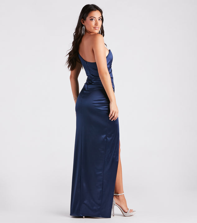 Isla Satin One-Shoulder Wrap Dress & Windsor