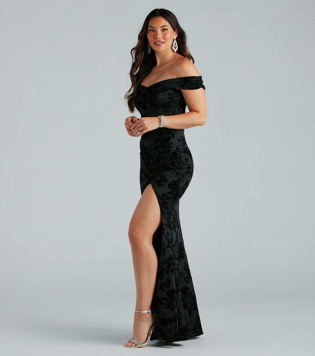 Darcey Formal Flocked Velvet Mermaid Dress & Windsor