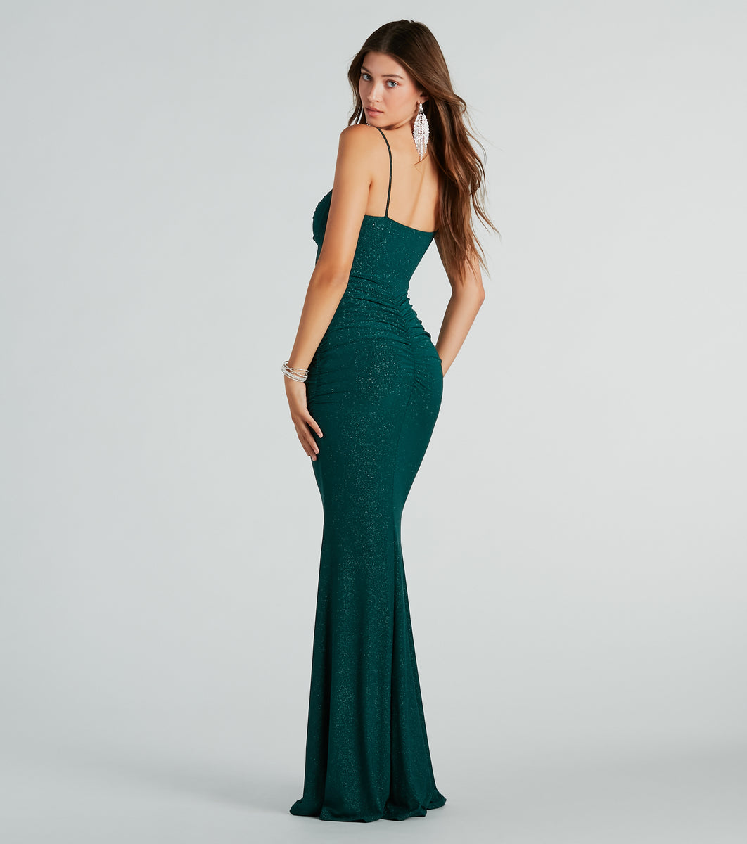 Ayanna Formal Glitter Ruched Mermaid Long Dress & Windsor