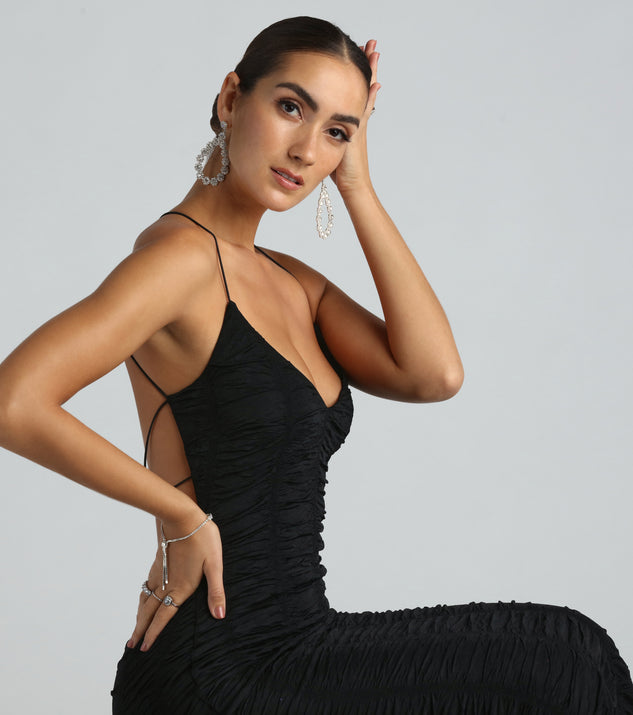 Nala Formal Ruched Strappy Back Mermaid Dress creates the perfect spring or summer wedding guest dress or cocktail attire with chic styles in the latest trends for 2024!