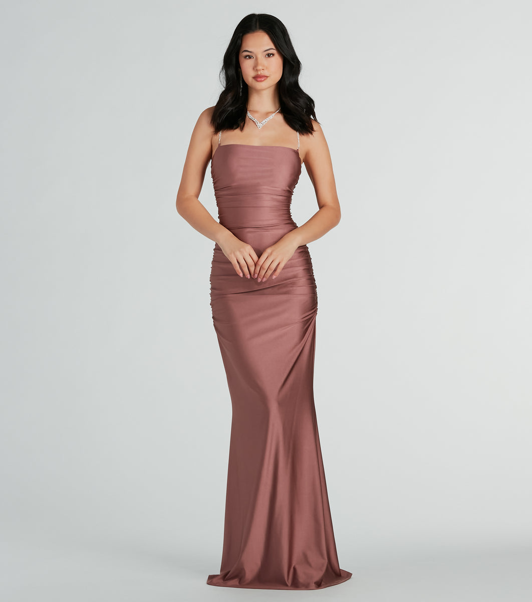 Eliena Formal Rhinestone Strap Mermaid Dress