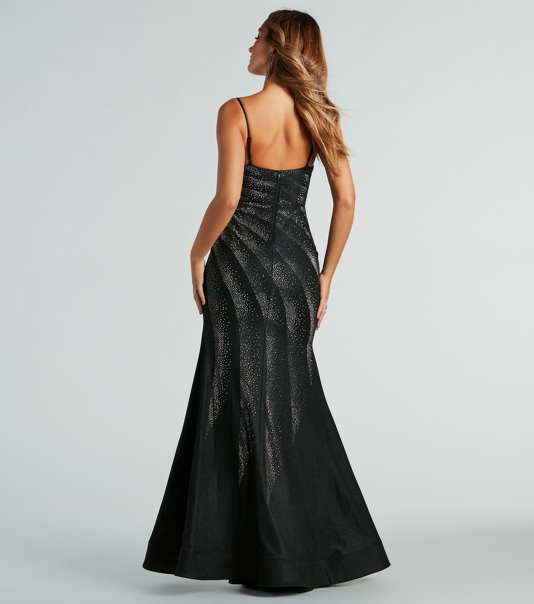 Tessa Formal Rhinestone Mermaid Slit Long Dress
