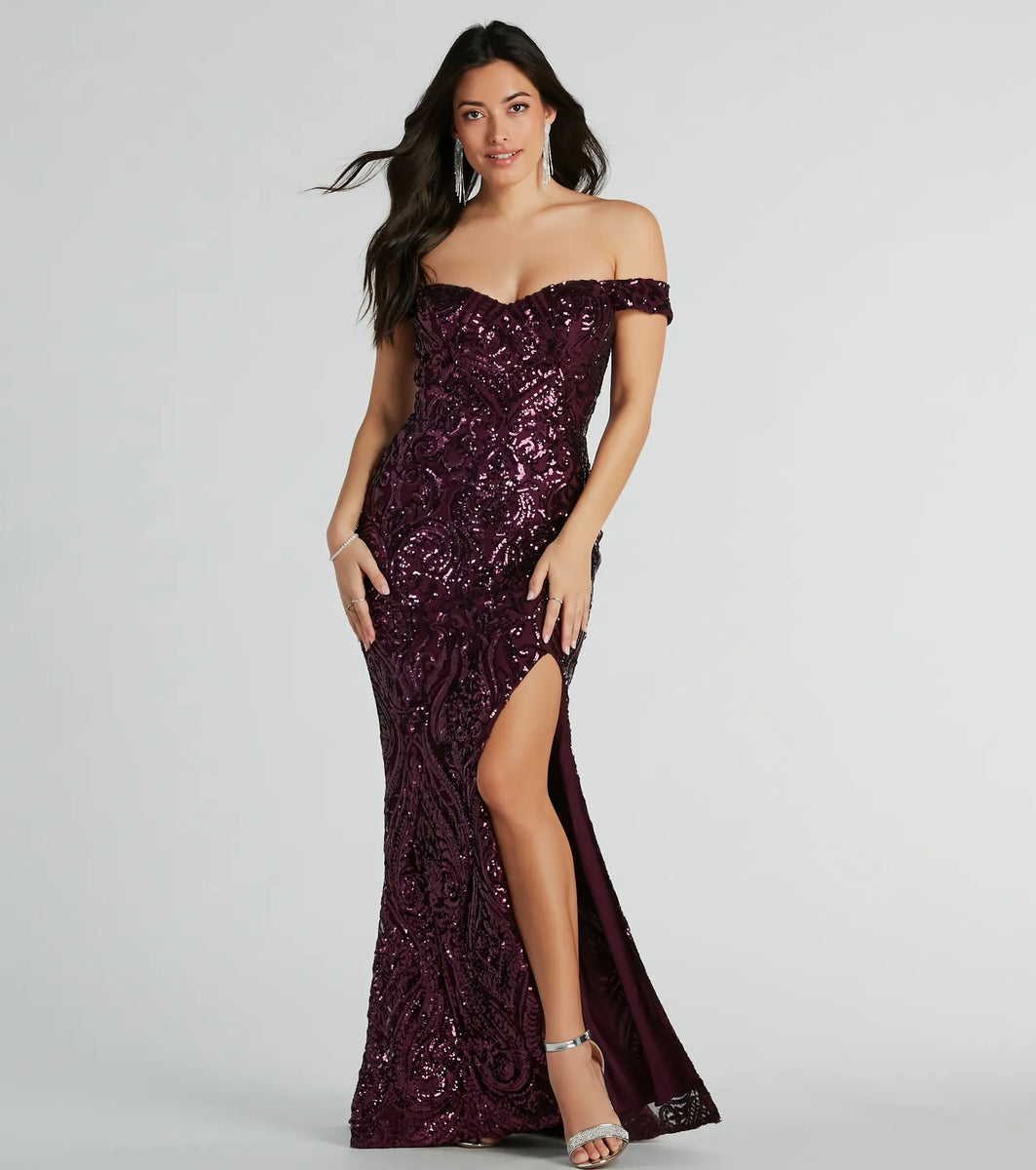 Alanna Off-The-Shoulder Sequin Mermaid Dress & Windsor