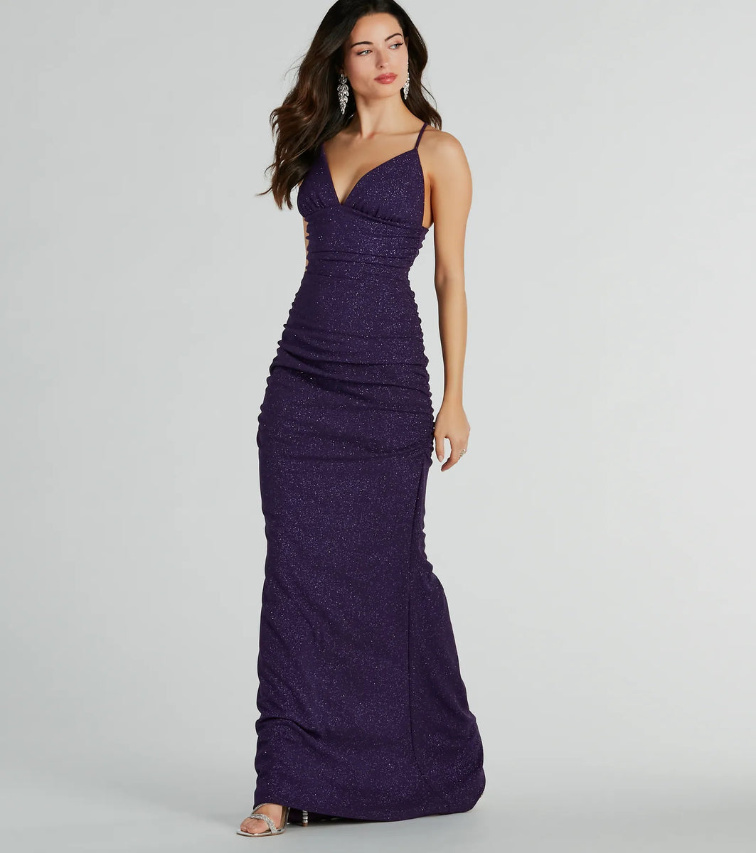Windsor May Lace-Up Mermaid Glitter Formal Dress | Hamilton Place