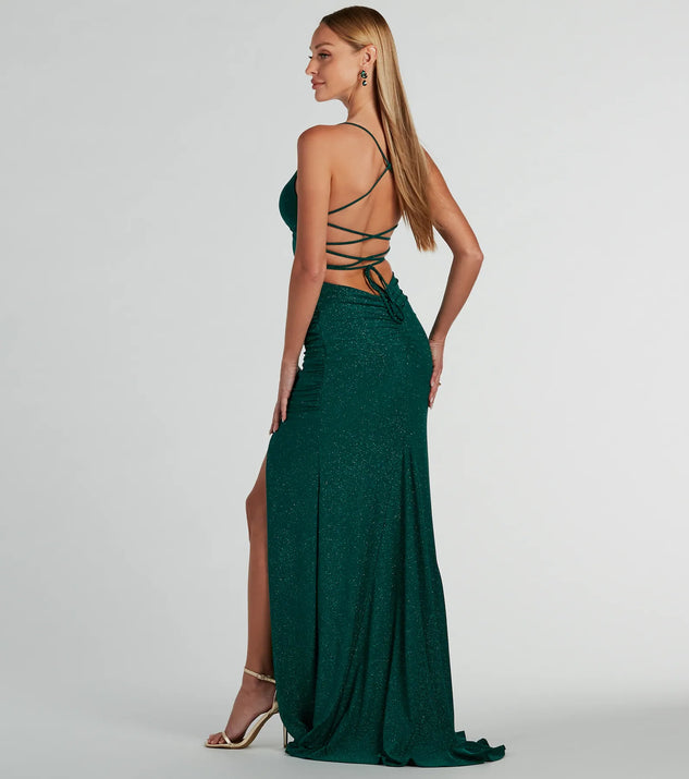 Ellora Lace Up Mermaid Glitter Formal Dress | Windsor