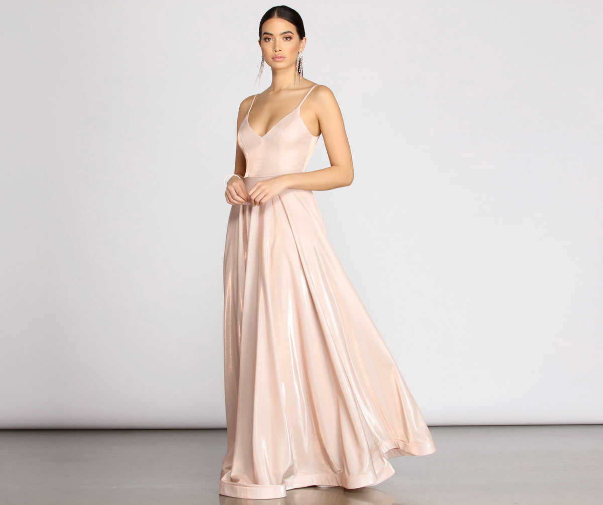 Sabrina Metallic Mesh Ball Gown