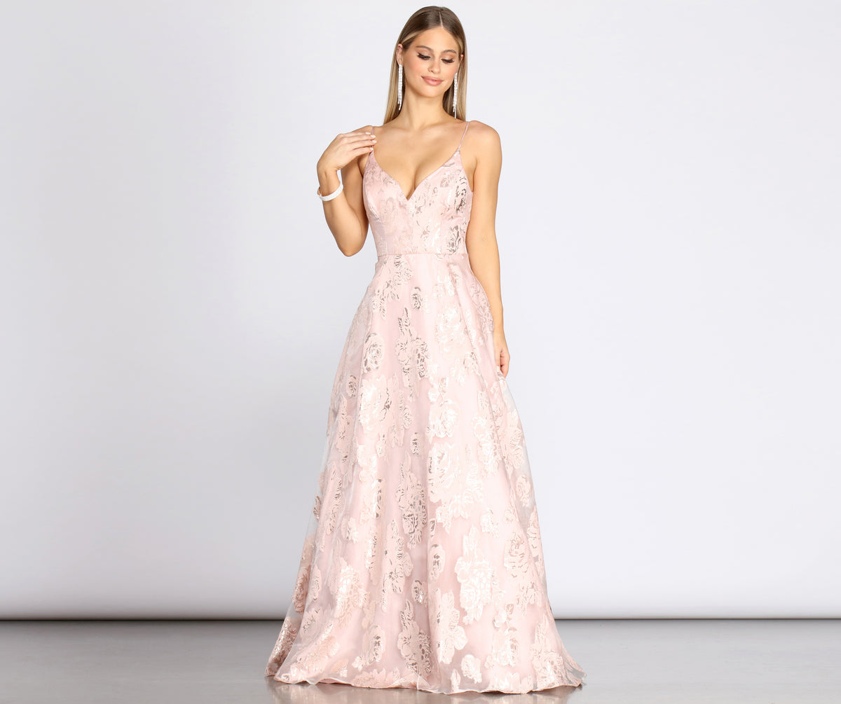 Misha Floral Organza Ball Gown