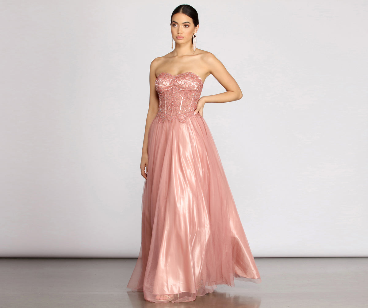 Jaime Floral Mesh Ball Gown