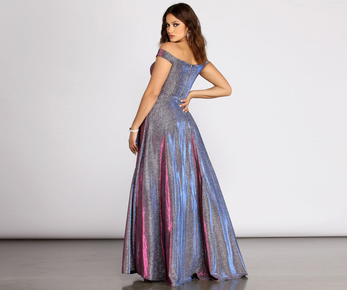 Giannina Off Shoulder Glitter Shine Ball Gown & Windsor