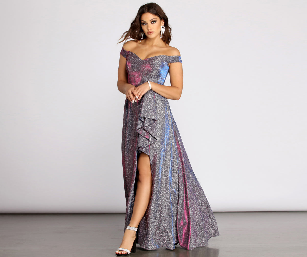 Giannina Off Shoulder Glitter Shine Ball Gown & Windsor