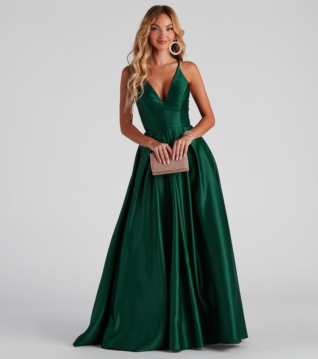 Pia Formal Satin Pleated Ball Gown & Windsor