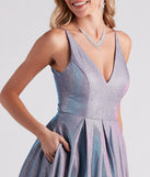 Delaney Iridescent Glitter Woven Ball Gown is a gorgeous pick as your 2023 prom dress or formal gown for wedding guest, spring bridesmaid, or army ball attire!