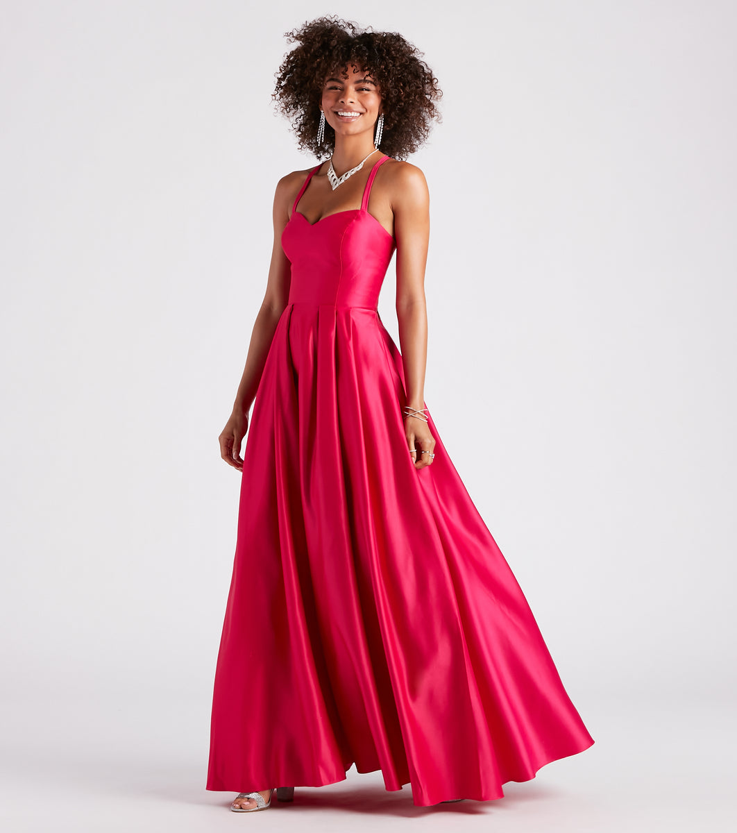 Viviane Satin Sweetheart Lace-Up Ball Gown