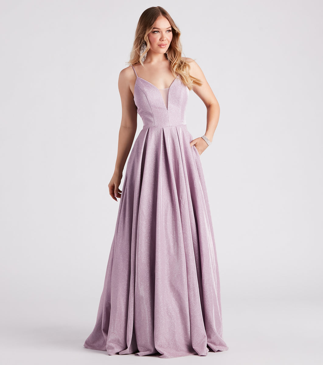 Alaya Woven Glitter A-Line Ball Gown