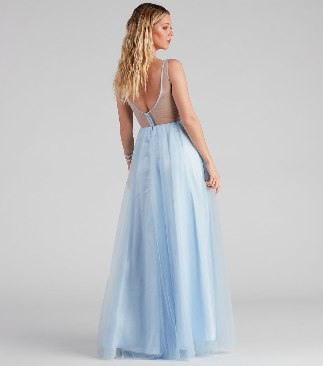 Merritt Formal V-Neck Tulle Ball Gown