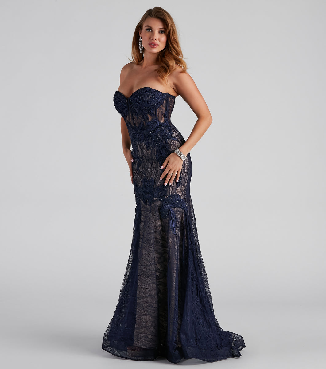 Julianna Strapless Lace Formal Dress