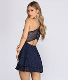 Glitz & Glam Lace Skater Dress creates the perfect summer wedding guest dress or cocktail party dresss with stylish details in the latest trends for 2023!