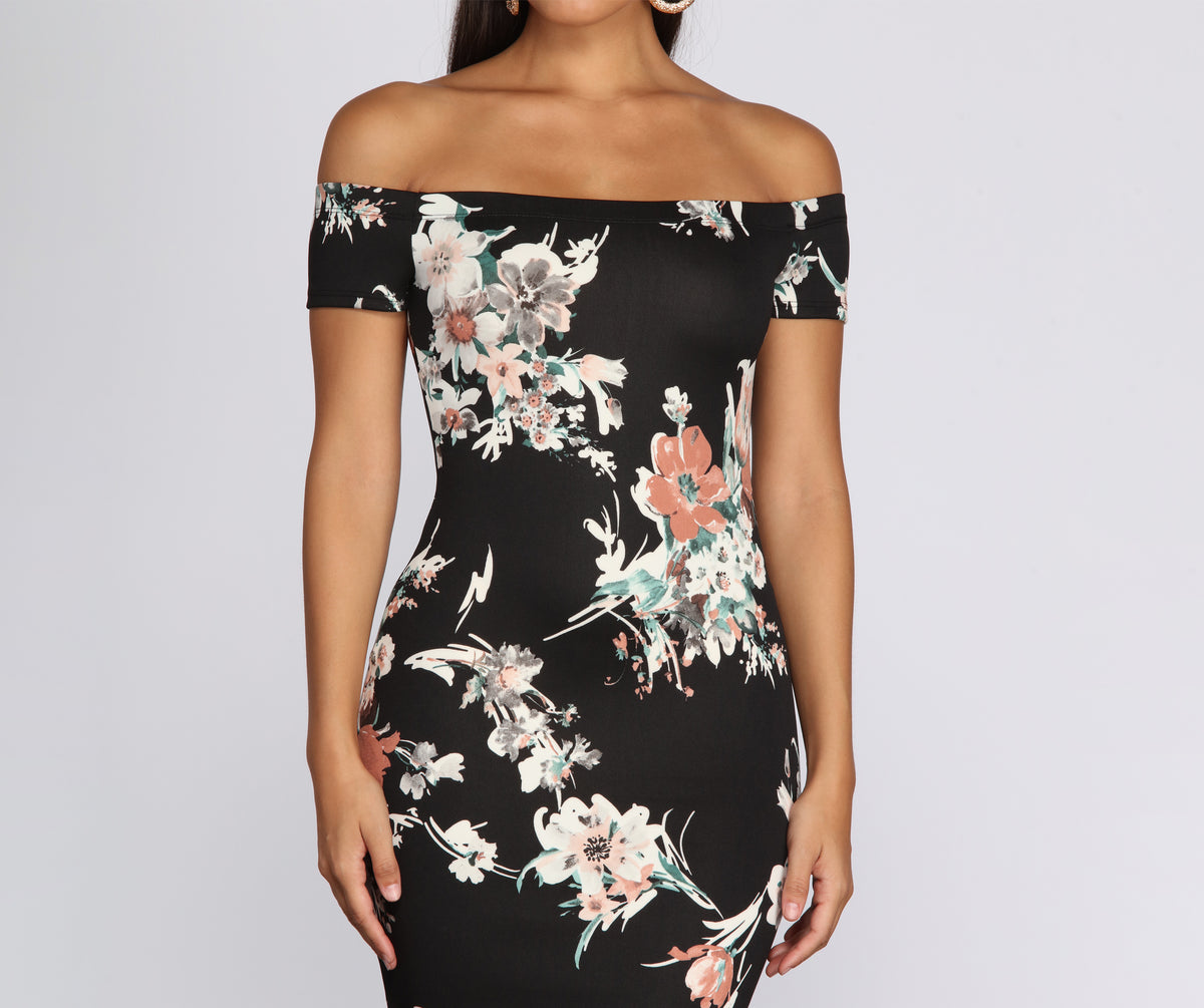 Deep Dive Floral Scuba Dress