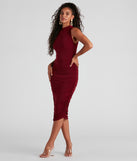 Essential for vacations or summer days, the Curves Ahead Sleeveless Ruched Midi Dress is a sundress or milkmaid dress with sleek and flirty details.