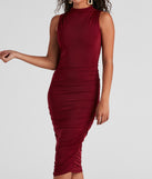 Level up your club dress with the Curves Ahead Sleeveless Ruched Midi Dress to create a trendy Vegas outfit or nightclub dress with the hottest details!