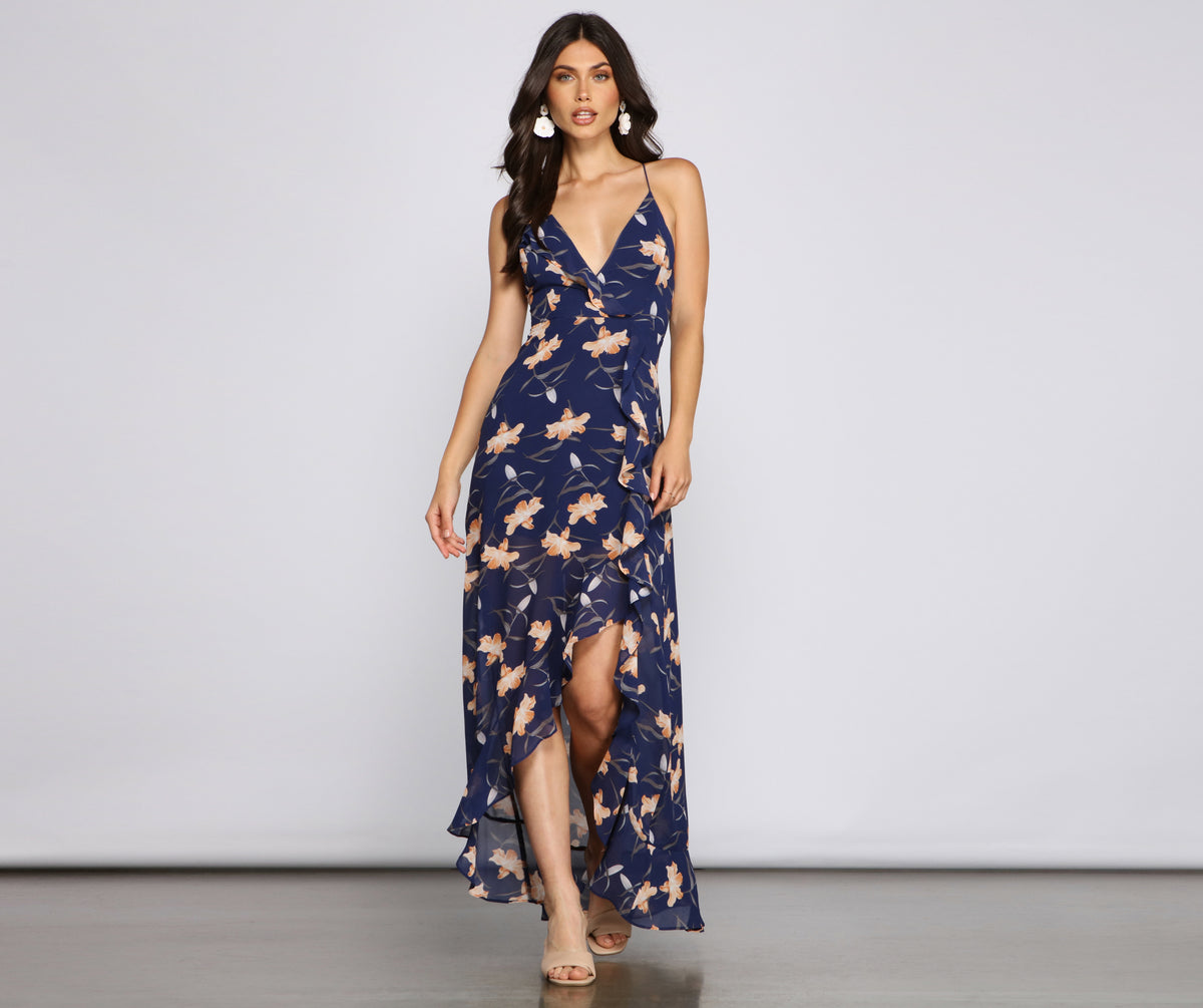Irresistible Blooms Floral Strapless Maxi Dress