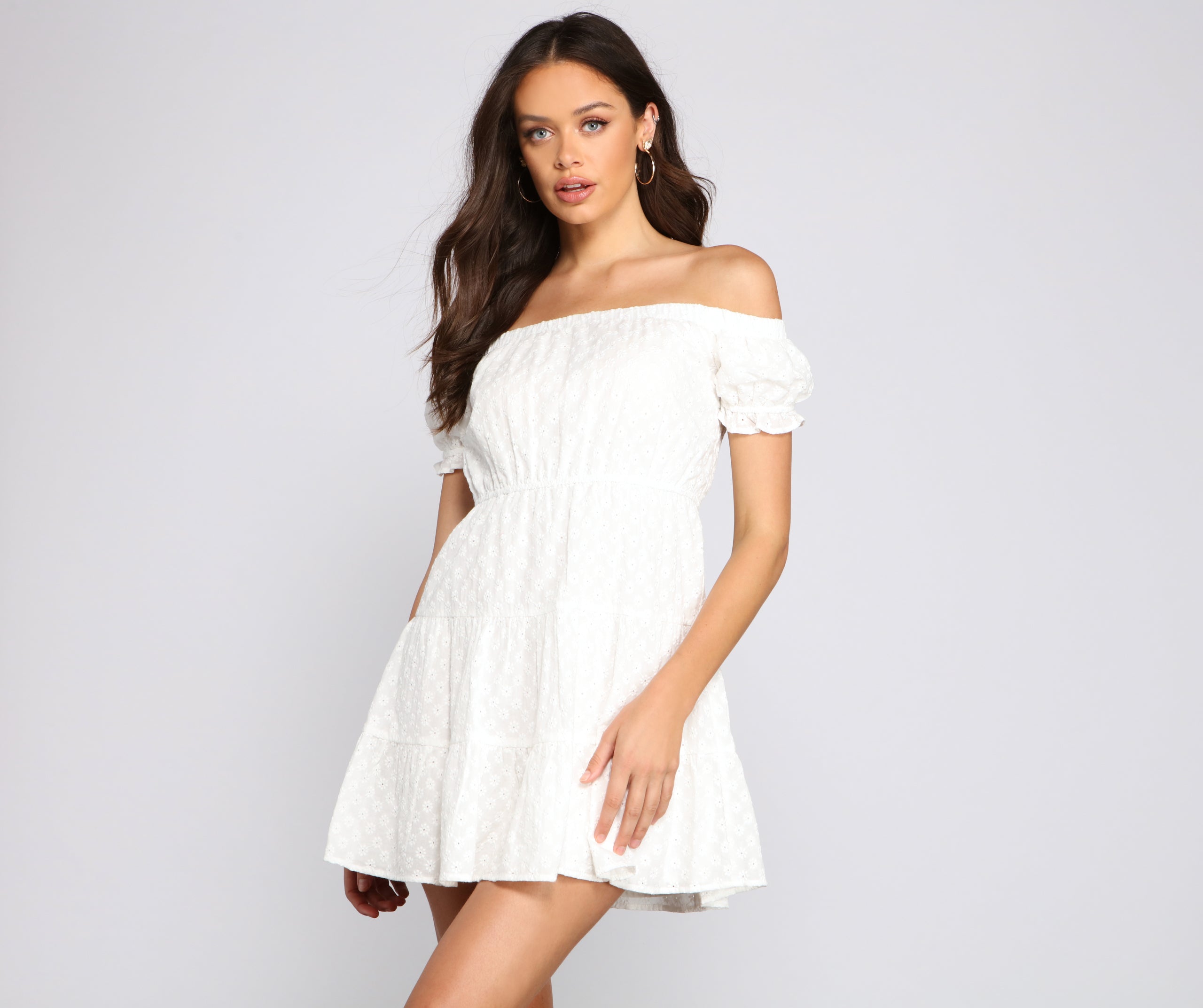 Off The Shoulder Eyelet Skater Dress | Windsor