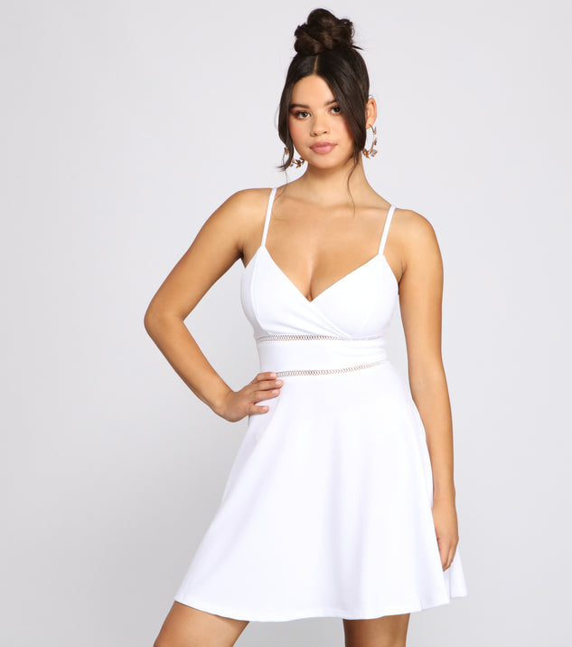 Perfect Impression Sleeveless Skater Dress helps create the best bachelorette party outfit or the bride's sultry bachelorette dress for a look that slays!