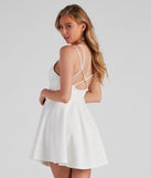 Must V-Love Ponte Skater Dress for Homecoming 2022, Winter Formal Dances, Holiday Dress, Military Balls, Bridesmaids, Wedding Guests, and Prom