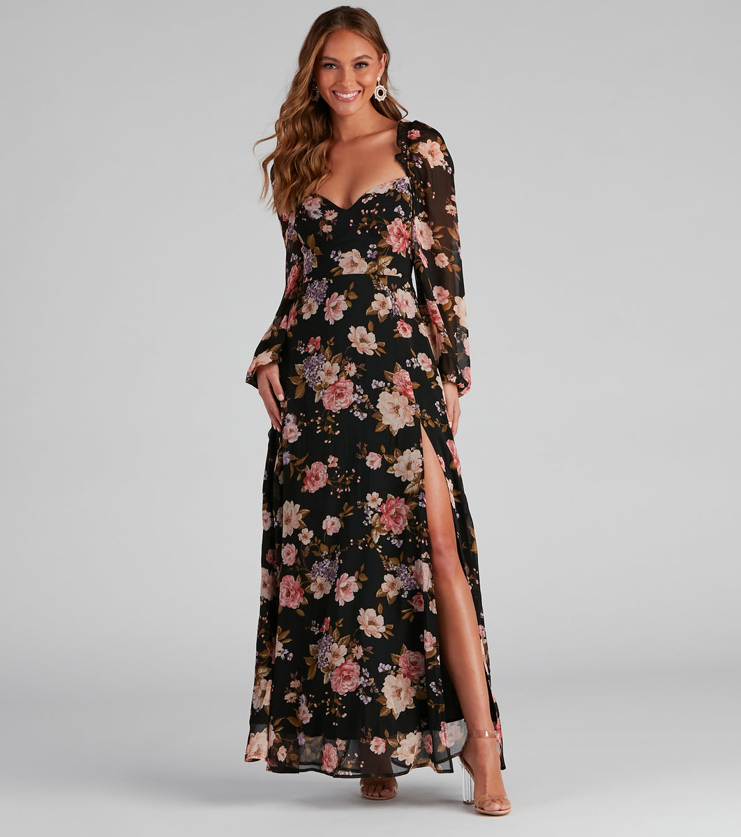 Catch The Bouquet Chiffon Maxi Dress