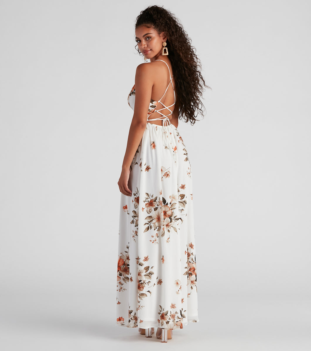 Effortless Beauty Floral Chiffon Maxi Dress