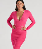 Killer Curves Plunge Neck Midi Dress