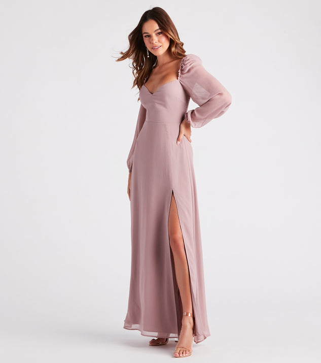 Women Pink Long Sleeves A-line Gowns, Blush Maxi Dress With Pearl Buttons  and Sleeves, Women Formal Chiffon Closed Dress, Light Pink Dress -   Canada