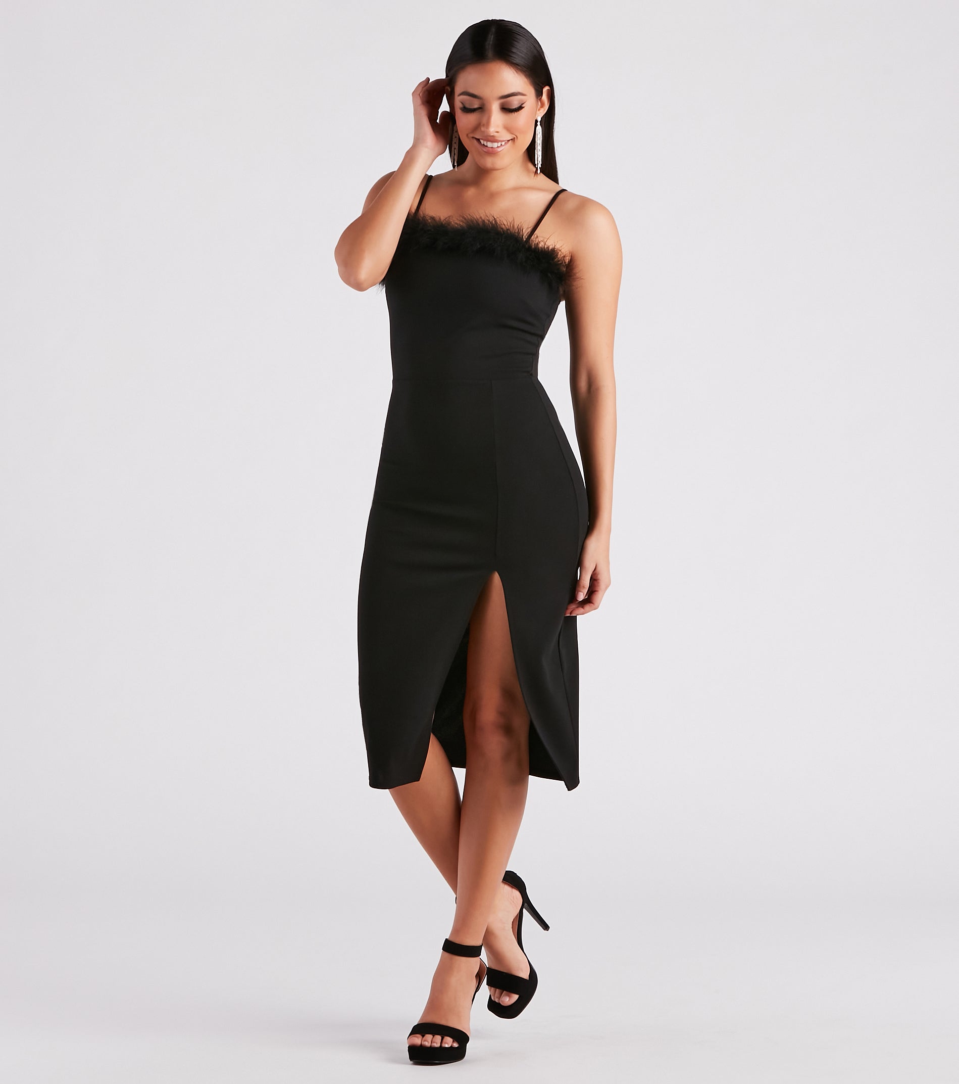 Bebe mock neck hotsell strappy crepe dress