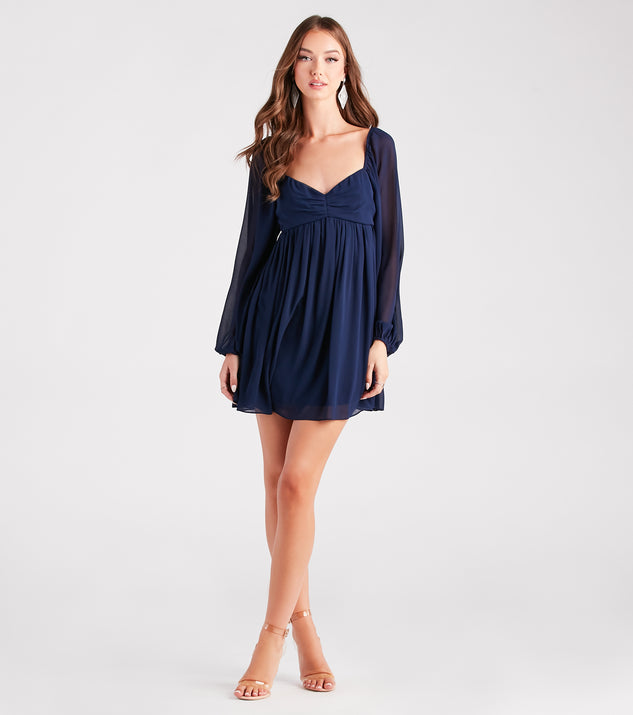 Softlyzero™ Airy Deep V Neck Bishop Sleeve Flare Mini Cool Touch Casual  Dress