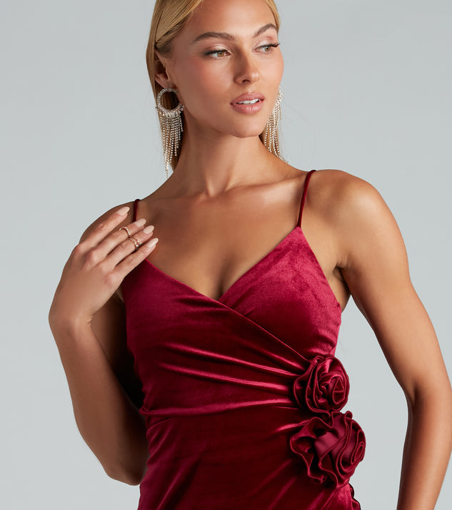 Elevated Romance Rosette Velvet Mini Dress