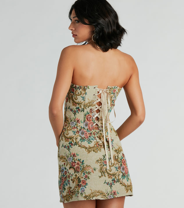 Romance Me Lace-Up Floral Woven Mini Dress | Windsor