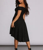 Total Twirl Black Glitter Off the Shoulder Skater Dress Back Silhouette