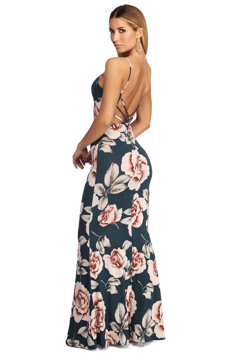 Laced Floral Maxi Dress