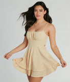 Essential for vacations or summer days, the Simply Sunny Scoop Neck Skater Eyelet Mini Dress is a sundress or milkmaid dress with sleek and flirty details.