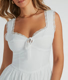 Essential for vacations or summer days, the Isn't She A Beauty Woven Lace Skater Dress is a sundress or milkmaid dress with sleek and flirty details.