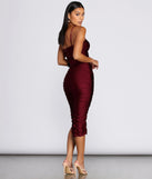 Belted Beauty Ruched Midi Dress for 2022 festival outfits, festival dress, outfits for raves, concert outfits, and/or club outfits