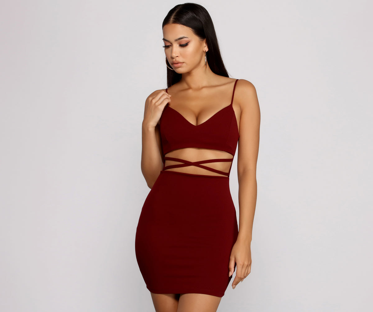 Go All Out Waist Cut Out Crepe Mini Dress & Windsor