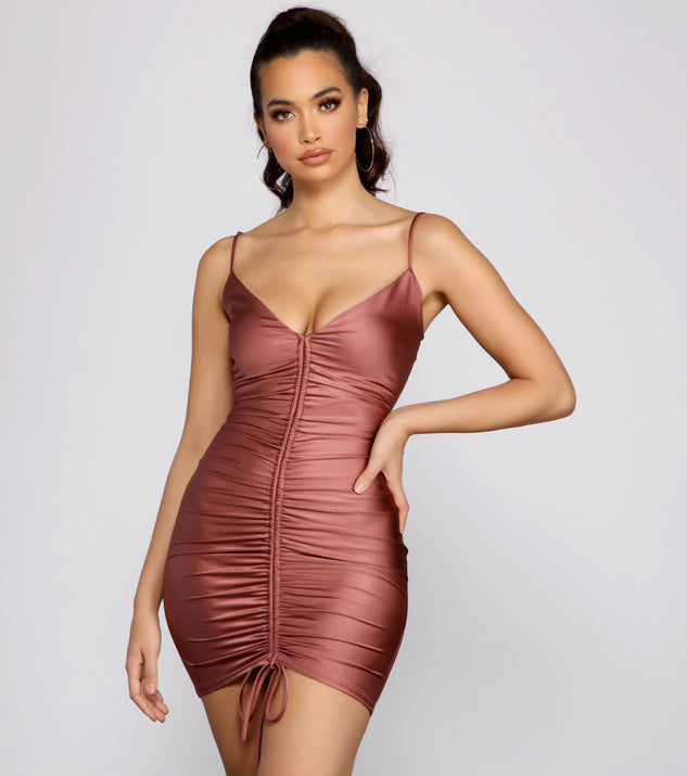 Women's Short Dress with V Neck and Ruched Detailing Perfect for Parties