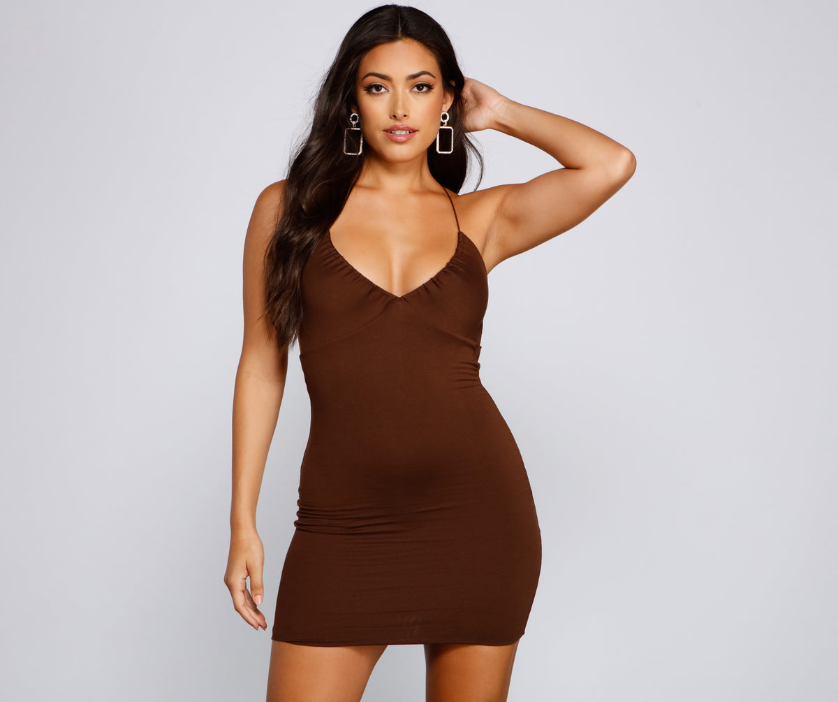 Sultry Impression Open Back Mini Dress