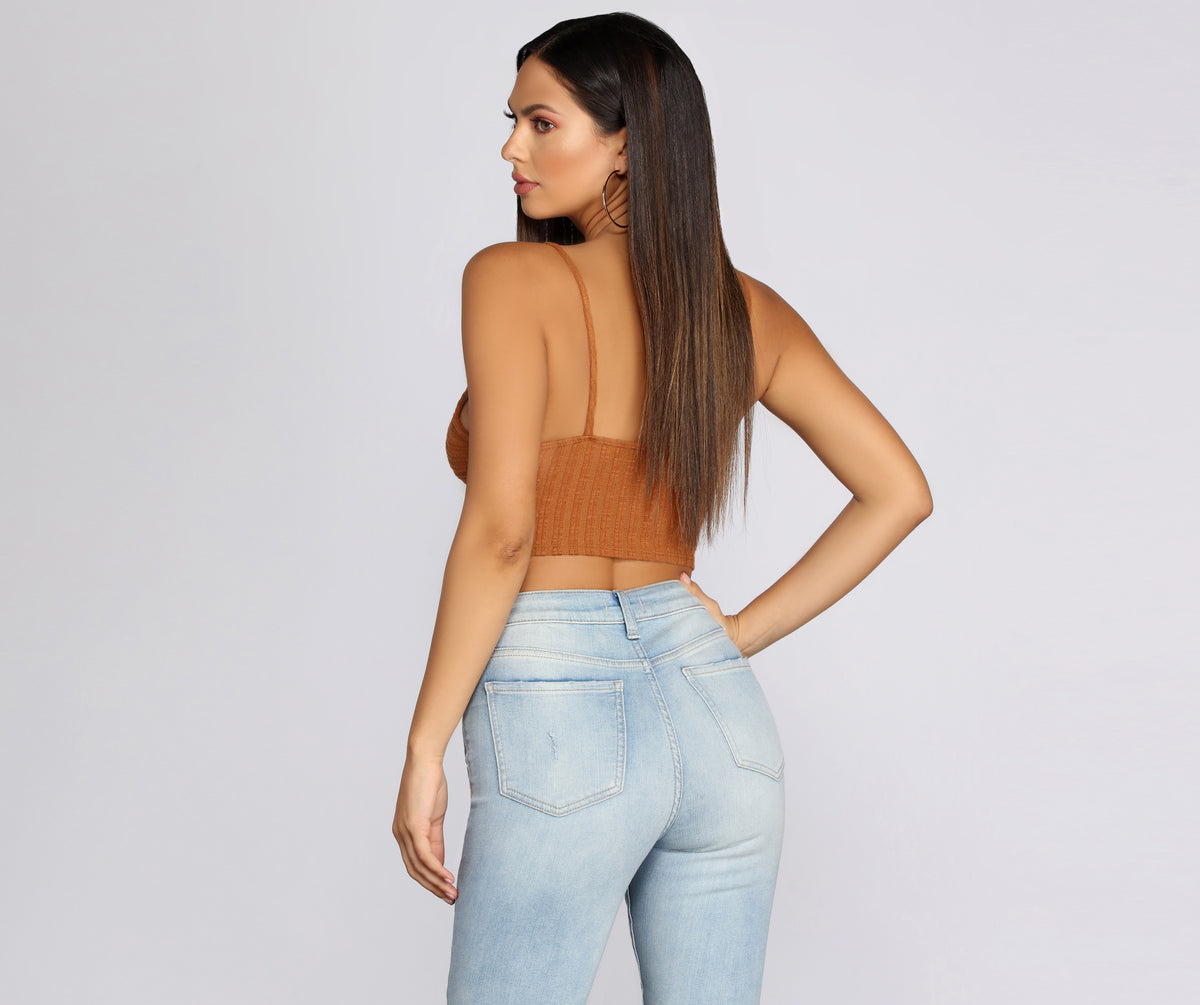 Button Knit Crop Top