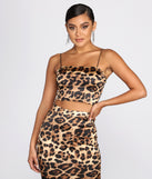 You’ll look stunning in the Cropped Leopard Print Satin Top when paired with its matching separate to create a glam clothing set perfect for parties, date nights, concert outfits, back-to-school attire, or for any summer event!